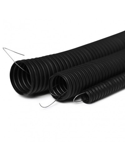 Труба гофрированная с зондом 25 мм.из ПНД, трудногорючая, безгалогенная FRHFгибкая со стальной протяжкой (черный) ПожТехКабель 713-003 в Белгороде Труба гофрированная Pintop.ru