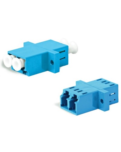 Адаптер оптический проходной LC/UPC-LC/UPC, SM, duplex, корпус пластиковый, синий, белые колпачки LC/UPC-LC/UPC Hyperline FA-P11Z-DLC/DLC-N/WH-BL в Белгороде Проходные адаптеры и розетки оптические Pintop.ru
