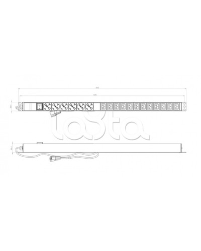 Блок розеток вертикальный черн Hyperline (SHE-6SH-12IEC-2.5AIEC) в Белгороде Блоки розеток Pintop.ru