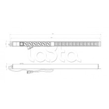 Блок розеток вертикальный черн Hyperline (SHE-6SH-12IEC-2.5AIEC)