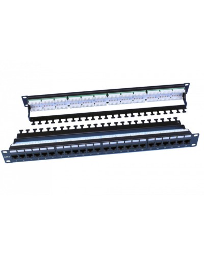 Патч-панель 19, 1U, 24 порта RJ-45, категория 6, Dual IDC, цвет черный Hyperline PP3-19-24-8P8C-C6-110D в Белгороде Патч панель Pintop.ru