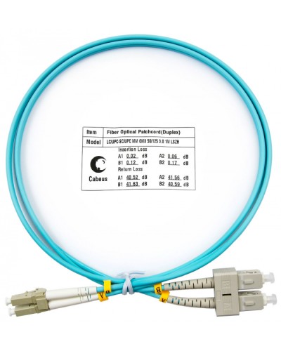 Шнур оптический duplex LC-SC 50/125 MM OM3 1 м LSZH Cabeus FOP-50-LC-SC-1M в Белгороде Патч-корды оптические Pintop.ru