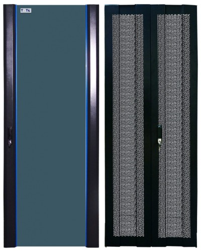 Комплект дверей 42U, 600 мм, черный, передняя - стекло, задняя - распашная перфорированна TWT TWT-CBB-DR42-6x-S-GP в Белгороде Аксессуары для стоек и шкафов Pintop.ru