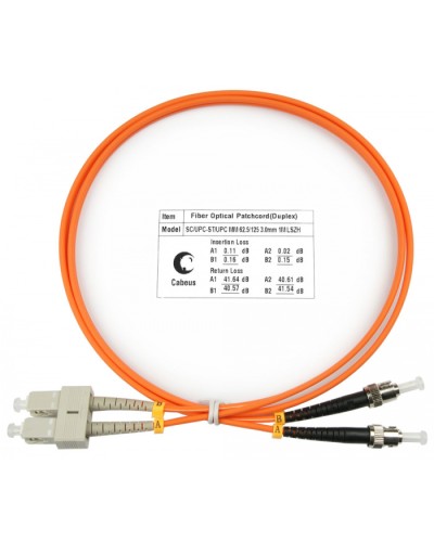 Шнур оптический duplex SC-ST 62,5/125 MM 1 м LSZH Cabeus FOP-62-SC-ST-1M в Белгороде Патч-корды оптические Pintop.ru