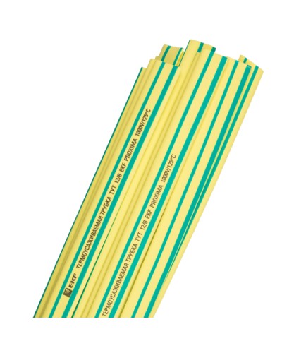 Термоусаживаемая трубка ТУТ нг 10/5 желто-зеленая в отрезках по 1м EKF PROxima (tut-10-yg-1m) в Белгороде Аксессуары для кабель-канала Pintop.ru