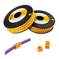 Клипса маркировочная на кабель диаметром 3.6–7.4 мм, символ "D", 500 шт., желтая LANMASTER LAN-MCC-EC2D/500-YL