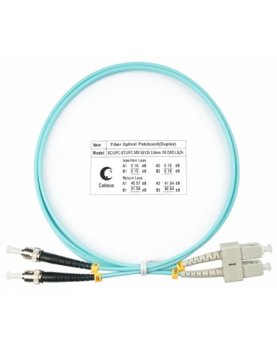 Шнур оптический duplex SC-ST 50/125 MM OM3 1 м LSZH Cabeus FOP-50-SC-ST-1M в Белгороде Патч-корды и пигтейлы Pintop.ru