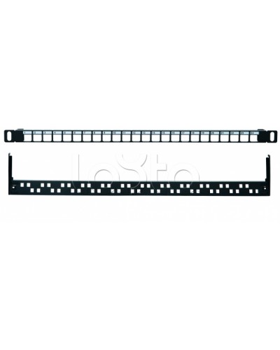 Коммутационная панель 19” наборная, UTP, 0,5U, 24 порта, черный Eurolan (27B-00-24-05BL) в Белгороде Патч панель Pintop.ru