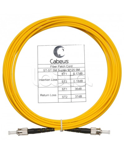 Шнур оптический simplex ST-ST 9/125 sm 5м LSZH Cabeus FOP(s)-9-ST-ST-5m в Белгороде Патч-корды оптические Pintop.ru