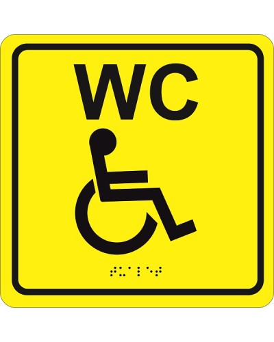 Табличка тактильная Hostcall MP-010Y3Туалет для инвалидов (200x200мм) желтый в Белгороде Система оповещения и трансляции Hostcall Pintop.ru