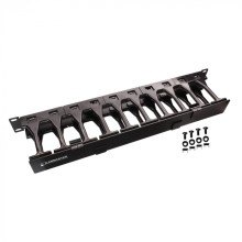 Кабельный органайзер 19" c пластиковыми пальцами глубиной 106 мм и крышкой, 2U LANMASTER (LAN-ORG-PF/S-2U)