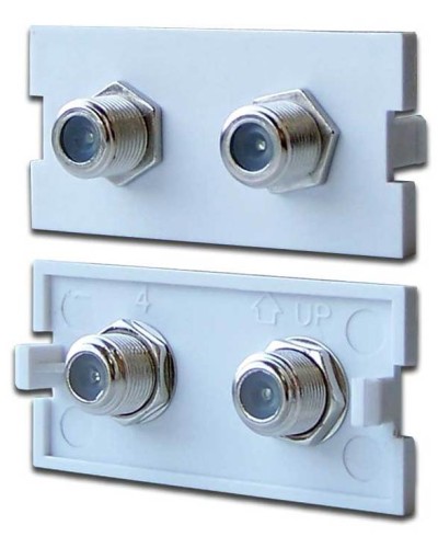 Вставка модульная с 2хF адаптерами в розетку LAN-MB, белая LANMASTER LAN-MBP-2TV/F-WH в Белгороде Коннекторы Pintop.ru