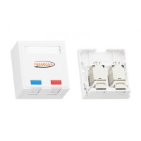 Розетка RJ45 2 порта, кат.5e белая NIKOMAX (NMC-WO2UD2-FT-ST-WT)