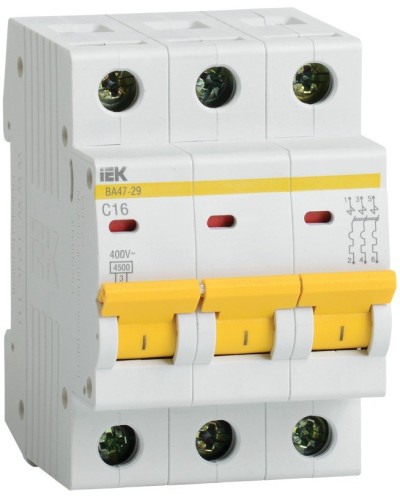 Авт. выкл. ВА47-29 3Р 25А 4,5кА х-ка С GENERICA IEK (MVA25-3-025-C) в Белгороде Электротехническое оборудование Pintop.ru