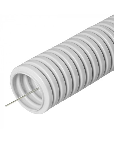 Труба ПВХ гибкая гофрированная д.20мм, лёгкая с протяжкой, 100м, цвет серый Cabeus (FCPL-20-PVC-100-1-GY) в Белгороде Труба гофрированная Pintop.ru