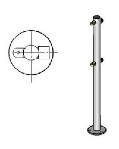 Стойка ограждения с 2-мя полупетлями под поворотную створку или секциюi-образная, 2 муфты Oxgard Стойка ограждения с 2-мя полупетлями i-образная (ВЗР 1996.01-01) в Белгороде Ограждения Pintop.ru
