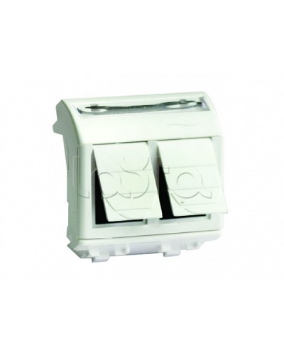 Ком.роз. двойная RJ45 кат.6 (8P8C, Hyperline, Dual IDC: 110&Krone) Brava, слон.кость, 2мод (75452S) в Белгороде Аксессуары для кабель-канала Pintop.ru