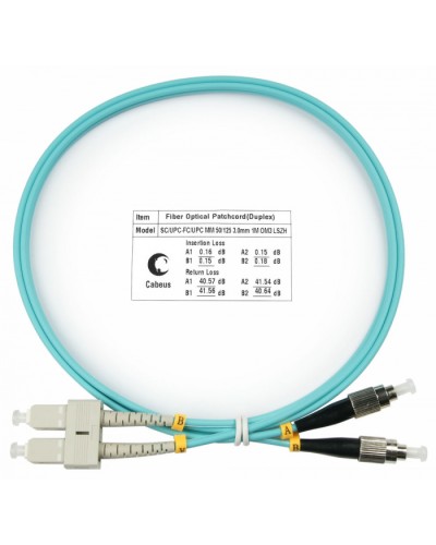 Шнур оптический duplex SC-FC 50/125 mm OM3 1м LSZH Cabeus FOP-50-SC-FC-1m в Белгороде Патч-корды и пигтейлы Pintop.ru