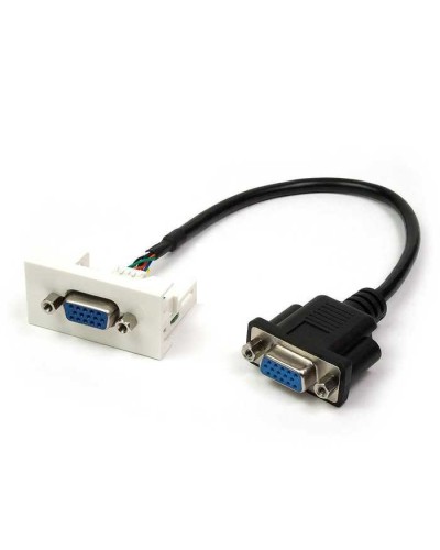 Вставка Mosaic 22.5x45 с адаптером VGA D-SUB HDB-15 мама, со шнуром 3 м папа, белая LANMASTER LAN-WA-LP-VGA-FM-3.0 в Белгороде Аксессуары для стоек и шкафов Pintop.ru