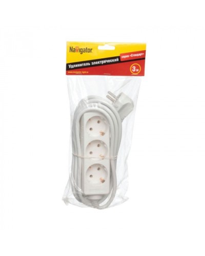 Удлинитель Navigator 94 179 NPE-S-03-300-E-3x1 с/з 3 гн. 3м в Белгороде Блоки розеток Pintop.ru