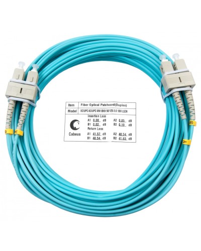 Шнур оптический duplex SC-SC 50/125 mm OM3 20м LSZH Cabeus FOP-50-SC-SC-20m в Белгороде Патч-корды и пигтейлы Pintop.ru