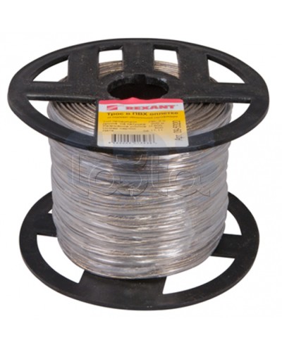 Трос стальной в ПВХ изоляции d2 мм (200) REXANT 09-5320 в Белгороде Крепежные изделия Pintop.ru