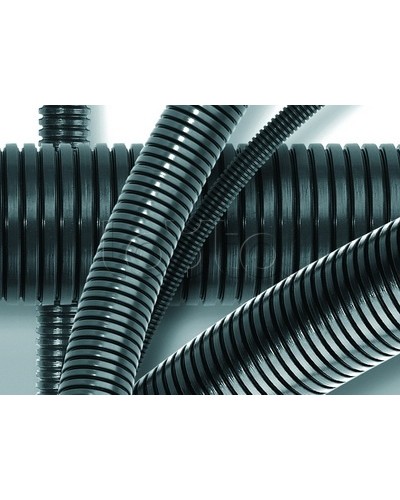 Труба ПА 6 гофр. DN7мм, ПВ-0, Dвн 6,8 мм, Dнар 10,1 мм, цвет тёмно-серый, без протяжки DKC PA600710F0 в Белгороде Труба гофрированная Pintop.ru