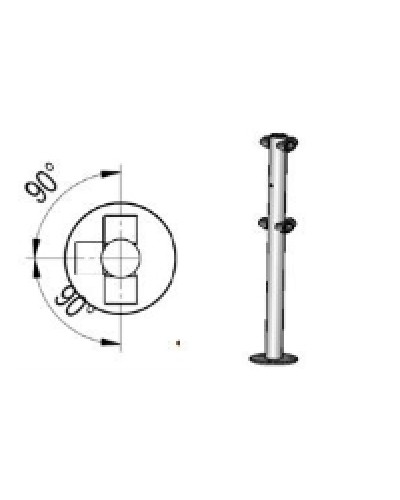 Стойкаограждения с отверстием под фиксаторi-образная, 4 муфты Oxgard Стойкаограждения с отверстием под фиксатор i-образная (ВЗР 1996.09.42) в Белгороде Ограждения Pintop.ru