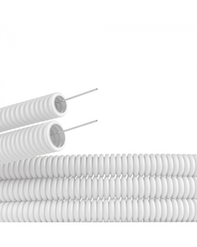 Труба ПЛЛ гибкая гофр. не содержит галогенов д.16мм, ПВ-0, с протяжкой,100м, цвет белый DKC (81816) в Белгороде Труба гофрированная Pintop.ru