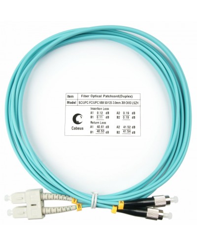 Шнур оптический duplex SC-FC 50/125 mm OM3 3м LSZH Cabeus FOP-50-SC-FC-3m в Белгороде Патч-корды и пигтейлы Pintop.ru