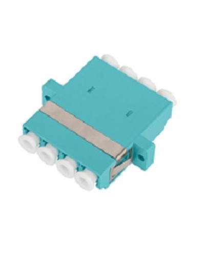 Адаптер NIKOMAX волоконно-оптический, соединительный, многомодовый, стандарта OM3, LC/UPC-LC/UPC, квадро, пластиковый, без шторки, с фланцами, аква, уп-ка 2шт. в Белгороде Проходные адаптеры и розетки оптические Pintop.ru
