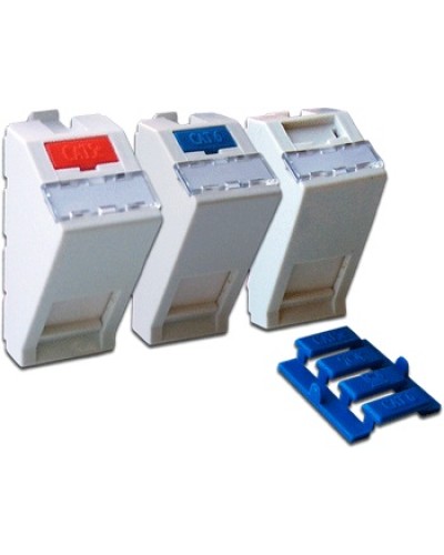 Вставка 22.5х45 на 1 кейстоун, угловая, со шторкой, маркировкой, иконками, белая LANMASTER LAN-SIP-22A-WH в Белгороде Коммутационные изделия Pintop.ru