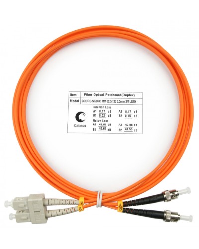 Шнур оптический duplex SC-ST 62,5/125 mm 2м LSZH Cabeus FOP-62-SC-ST-2m в Белгороде Патч-корды оптические Pintop.ru