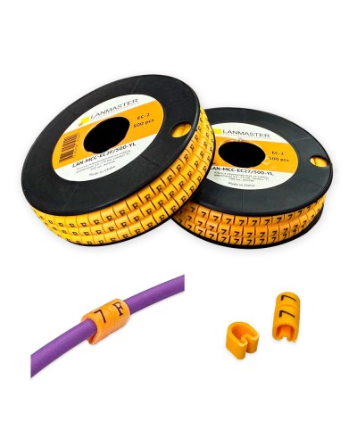 Клипса маркировочная на кабель диаметром 3.6–7.4 мм, символ B, 500 шт., желтая LANMASTER LAN-MCC-EC2B/500-YL в Белгороде Аксессуары для стоек и шкафов Pintop.ru