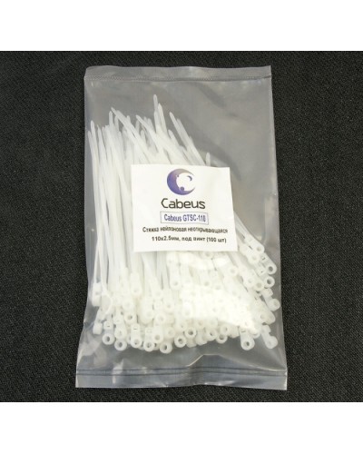 Стяжка нейлоновая неоткрывающаяся, безгалогенная (halogen free), 150x3.6мм, под винт (100 шт) Cabeus GTSC-150 в Белгороде Стяжки-хомуты Pintop.ru