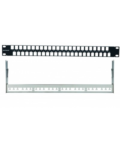 Комм. панель наборная 19, 1U, 48 портов под прямые UTP Keystone Eurolan (27B-00-48BL) в Белгороде Патч панель Pintop.ru