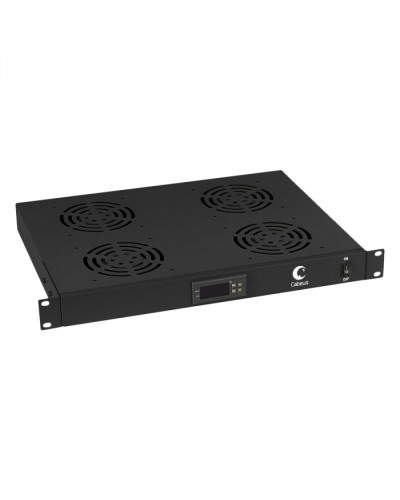 Панель вентиляционная с 4 вентиляторами с цифровым термодатчиком (черный) Cabeus JG03t-BK в Белгороде Вентиляторные модули Pintop.ru