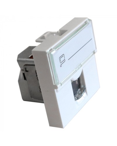 Вставка Mosaic 45x45, RJ-45 STP, кат.6, со шторкой и увеличенным окном маркировки, белая LANMASTER LAN-SIP-23S6-WH в Белгороде Модули Keystone Pintop.ru