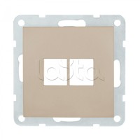 Накладка с суппортом розетки комп. и телеф. на 2 входа (шампань) БЕЗ механизма LK80 Экопласт (846206-0)