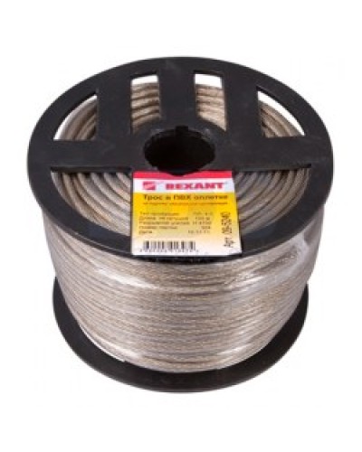 Трос стальной в ПВХ изоляции d4 мм (100 м) REXANT 09-5240 в Белгороде Крепежные изделия Pintop.ru