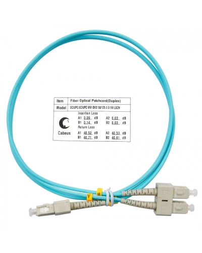 Шнур оптический duplex SC-SC 50/125 MM OM3 1 м LSZH Cabeus FOP-50-SC-SC-1M в Белгороде Патч-корды оптические Pintop.ru