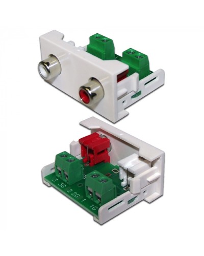 Вставка Mosaic 22.5x45 2xRCA Stereo Audio, белая LANMASTER (LAN-WA-LP-2RCA-WH) в Белгороде Коннекторы и разъемы Pintop.ru