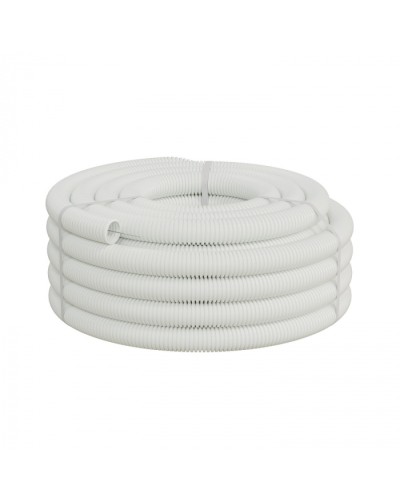 Труба ПП HF-FR гофрир. тяжелая, с зондом, без галогена, ПЛЛ 40мм Экопласт (61140HFR-W) - Труба ПП HF-FR гофрир. тяжелая, с зондом, без галогена, ПЛЛ диам.40мм ПВ-0 (20м) цвет белый 1 палл.=840м Экопласт в Белгороде Труба гофрированная Pintop.ru