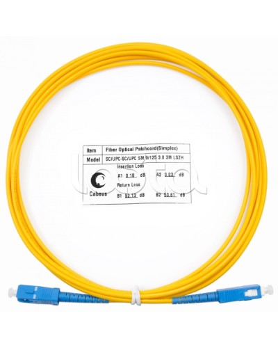 Патч-корд волоконно-оптический (шнур) SM 9/125 simplex SC-SC LSZH (3м) Cabeus FOP(s)-9-SC-SC-3m в Белгороде Патч-корды оптические Pintop.ru