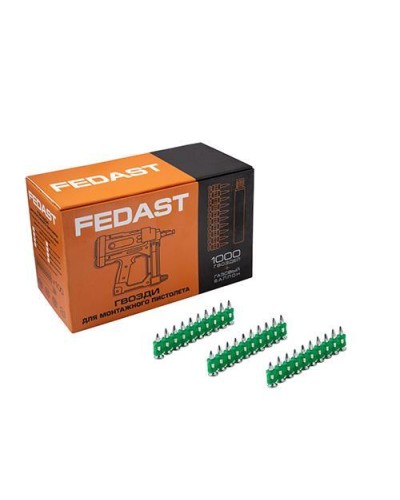 Гвозди 3.0*25 мм усиленные для монтажного пистолета (1000 шт/уп) FEDAST fd3025eg в Белгороде Крепеж: Дюбели, шурупы, саморезы Pintop.ru