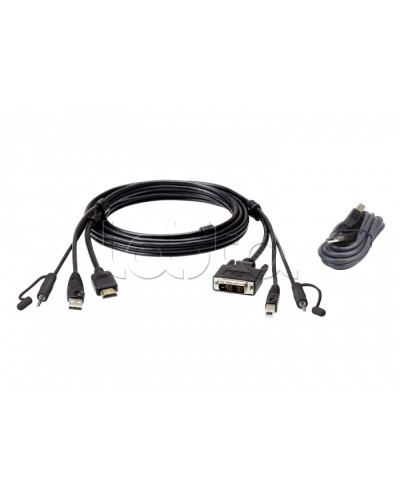 Комплект кабелей USB, HDMI-DVI-D для защищенного KVM-переключателя (1.8м) ATEN 2L-7D02DHX2 в Белгороде Видеоусилители, Модуляторы, Делители Pintop.ru