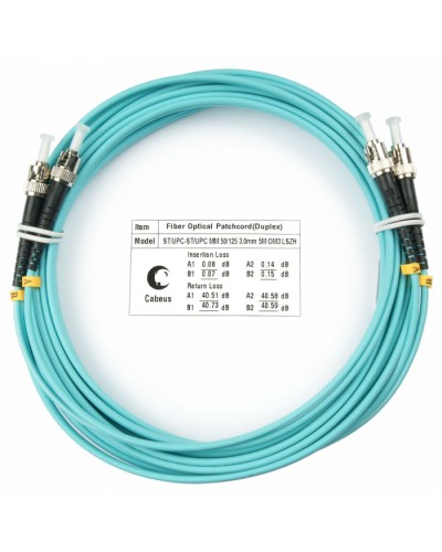 Шнур оптический duplex ST-ST 50/125 mm OM3 15м LSZH Cabeus FOP-50-ST-ST-15m в Белгороде Патч-корды и пигтейлы Pintop.ru