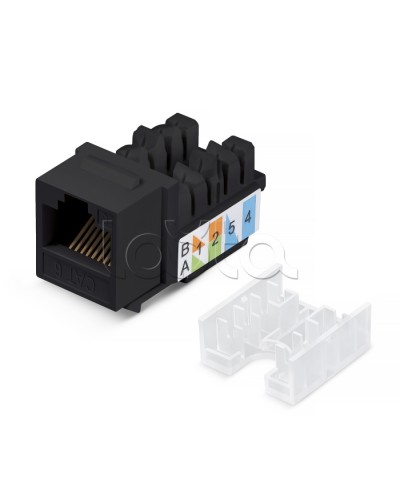 Вставка Keystone Jack RJ-45, категория 5e, заделка тип 110, черная, со стяжкой Cabeus KJ-RJ45-Cat.5e-90-SW-BK в Белгороде Модули Keystone Pintop.ru