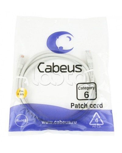 Шнур коммутационный 2xRJ-45/8P8C U/UTP кат.6 (1.5 м) Cabeus PC-UTP-RJ45-Cat.6-1.5m в Белгороде Патчкорды (медные) Pintop.ru