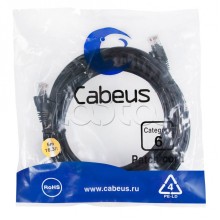 Патч-корд UTP, категория 6, 5 м, неэкранированный, черный Cabeus PC-UTP-RJ45-Cat.6-5m-BK